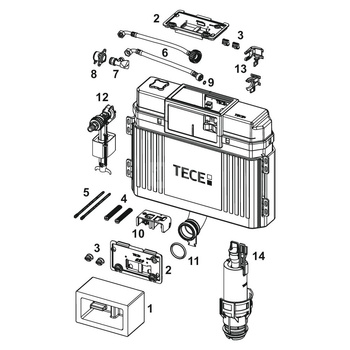 TECEprofil - Spłuczka podtynkowa z kolanem spustowym 820 mm