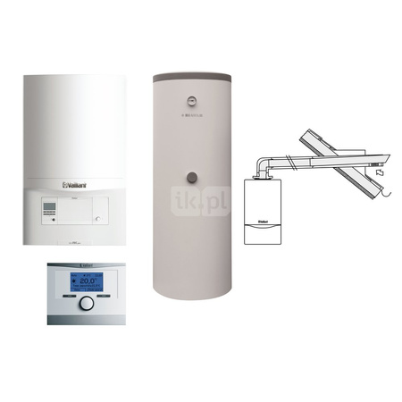 Pakiet - Kocioł gazowy jednofunkcyjny VAILLANT ecoTEC pro VC 186/5-3 kondensacyjny wiszący 5.7-20.0kW + Zestaw powietrzno-spalinowy + Czujnik c.w.u. + Regulator multiMATIC 700 + Zasobnik c.w.u W-E 220