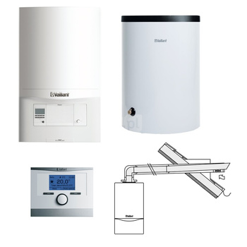Pakiet - Kocioł gazowy jednofunkcyjny VAILLANT ecoTEC pro VC 146/5-3 kondensacyjny wiszący 5.9-15.3kW + Zestaw powietrzno-spalinowy  + Czujnik c.w.u.  + Regulator multiMATIC 700 + Zasobnik c.w.u VIH R 120/6B