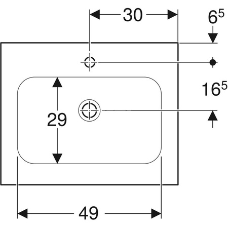 Umywalka iCon meblowa 60 cm, z otworem na środku, bez przelewu,