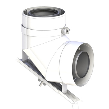 Kolano renowacyjne 90° Ø80/125mm do kominów ceramicznych z regulowaną podporą z uszczelką
