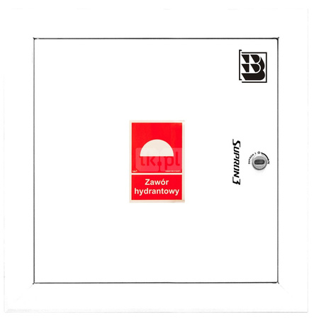 Dwa zawory hydrantowe typ ZH-52 wraz z obudową. Obudowa 550 wnękowa. Znak B, zamek OTS, kolor RAL9003