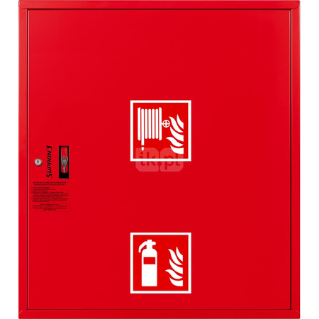 Hydrant DN25 zawieszany z miejscem na gaśnicę pod zwijadłem, wąż 20m, zamek patent, RAL 3000