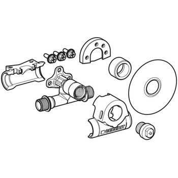 Zestaw trójników przyłączeniowych Geberit 90° z odsadzeniem, z gwintem zewnętrznym MF 1/2"
