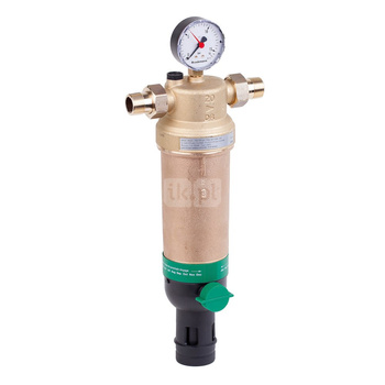 Filtr z płukaniem wstecznym do temp. 70°C, ze złączkami, 1/2" siatka 100 mikronów