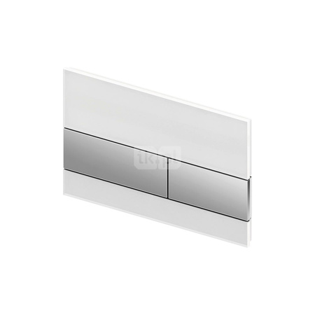 TECEsquare - przycisk spłukujący ze szkła do WC, szkło białe, przyciski chrom połysk