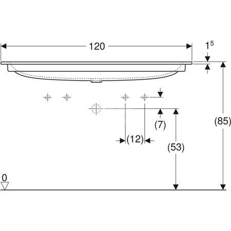 Umywalka iCon meblowa 120 cm, z otworem z lewej i prawej, bez przelewu,