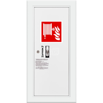 Hydrant DN25 wnękowy boczny, wąż 20m, zamek patent, RAL 9003 prawy