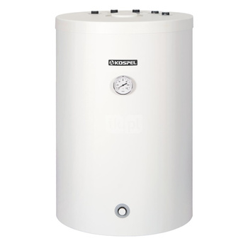 Wymiennik c.w.u. stojący z wężownicą spiralną - króćce w górę SWK-120 Termo Top, biały