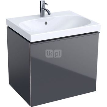Dolna szafka pod umywalkę Acanto, B60, z jedną szufladą i jedną szufladą wewnętrzną, syfon oszczędzający przestrzeń, lava mat
