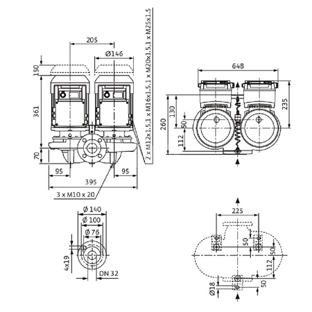 Pompa obiegowa WILO VeroTwin-DP-E typu in-line z silnikiem znormalizowanym 50/60 Hz 2900obr/min