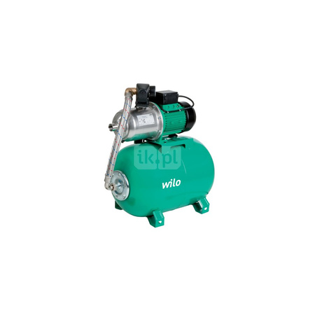 Hydrofor domowy Wilo-MultiPress HMP 604 DM-2 normalnie zasysający, zmniejszenie częstotliwości załączania i eliminacja skoków ciśnienia dzięki zbiornikowi ciśnieniowemu o pojemności 50 l