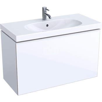 Dolna szafka pod umywalkę Acanto, B90, z jedną szufladą i jedną szufladą wewnętrzną, krótka, syfon oszczędzający przestrzeń, bia