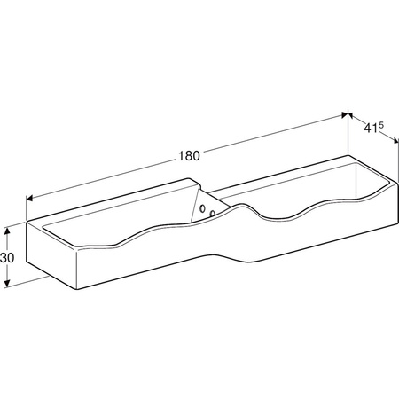 Umywalka dla dzieci Geberit Bambini, B180, do czterech baterii umywalkowych, niższa umywalka po prawej stronie