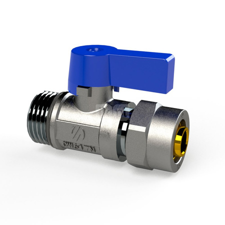 MINI zawór do rur wielowarstwowych, 1/2 GZ 16, niebieski