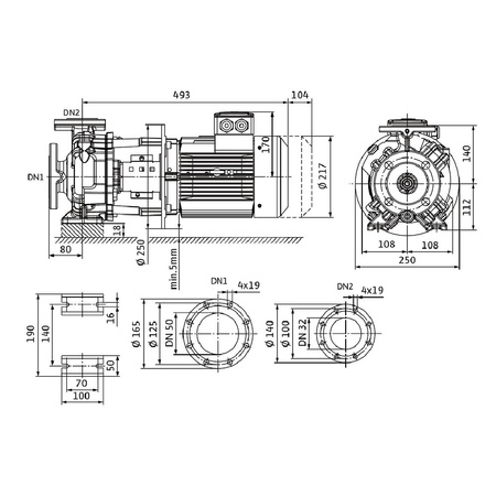 Dławnicowa pompa blokowa Atmos GIGA-B 32/125-3/2