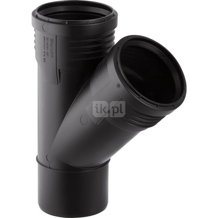 Trójnik 45' GEBERIT Silent-PP Polipropylen125mm x 110mm x 125mm (DN 125 x DN 100 x DN 125) (Końcówka wciskowa x Mufa wciskowa x Mufa wciskowa)