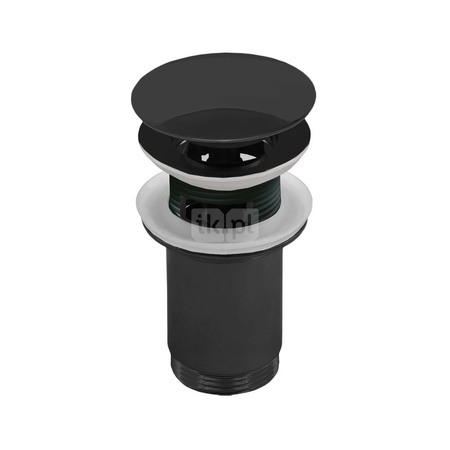 SPPM03OW Z-r spust.mos. G11/4 do umywalki z przelew. przycisk duży okrągły wypukły czarny mat