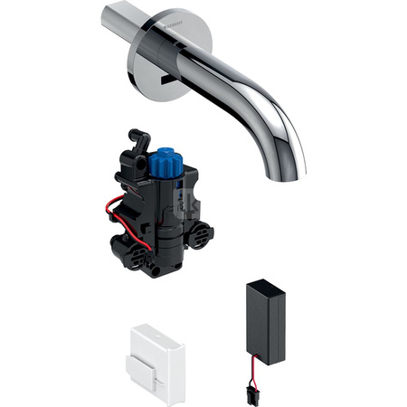 Bateria umywalkowa Geberit Piave, ścienna, zasilanie bateryjne, do podtynkowej skrzynki funkcyjnej, z mieszaczem termostatycznym