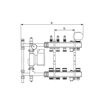 Rozdzielacz ogrzewania podłogowego TECEfloor wraz z mieszczaczem pompowym i przepływomierzami 9 sekcyjny