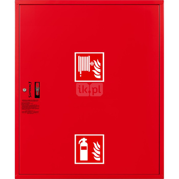 Hydrant DN25 FIT zawieszany z miejscem na gaśnice pod zwijadłem, wąż 20m, zamek patent, RAL 3000