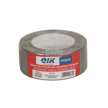 Taśma do otulin QIK srebrna PREMIUM, rolka 48mm x 45 mb