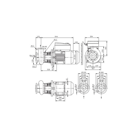 Pompa obiegowa Wilo-CronoBloc BL-E 80/220-5,5/4-R1 elektronicznie regulowana pompa dławnicowa o konstrukcji typu Inline z przyłączem kołnierzowym i automatycznym dopasowaniem wydajności. Bez czujnika różnicy ciśnień.