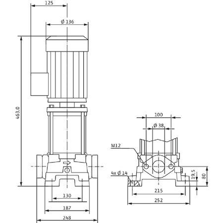 Wysokociśnieniowa pionowa pompa do wody Wilo-MVIL 902-16/E/1-230-50-2