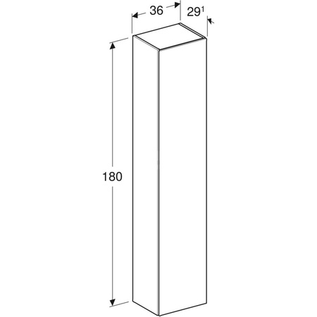 Wysoka szafka iCon z drzwiami 36 cm x 180 cm x 29,1 cm, Piaskowo-szary / Lakierowany na wysoki połysk