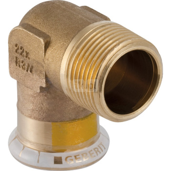 Kolano  GEBERIT  Mapress Kupfer Gas przejściowe  Mosiądz  x Mosiądz 18mm  (Mufa zaciskowa x Gwint zewnętrzny gazowy stożkowy)