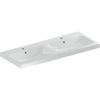 Umywalka iCon Light podwójna 120 cm, z otworem na środku, z przelewem, 