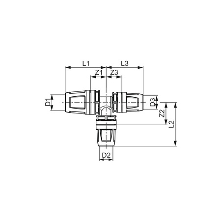 TECElogo - Trójnik redukcyjny 90st. 25 x 16 x 16 mm