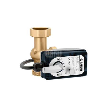 Zawór trójdrożny z siłownikiem 3-punktowym. Wykonanie lewe 1 1/2" GZ x 1 1/4" GZ x nakrętka 1 1/2" GW