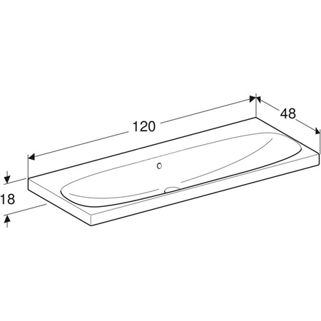 Umywalka Acanto B120cm, bez otworu, z przelewem