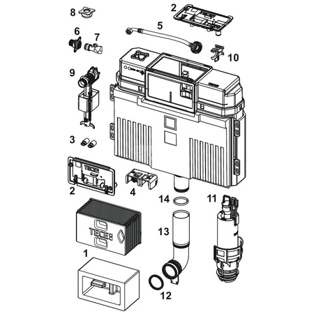 TECEprofil - Spłuczka podtynkowa z kolanem spustowym 980 mm