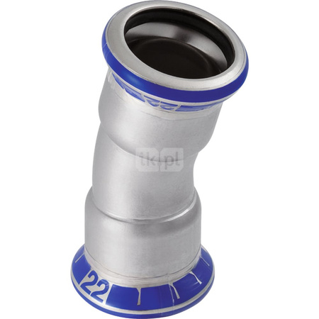 Kolano 15' GEBERIT Mapress Edelstahl Stal nierdzewna x Stal nierdzewna 28mm x 28mm DN 25 x DN 25 (Mufa zaciskowa x Mufa zaciskowa)