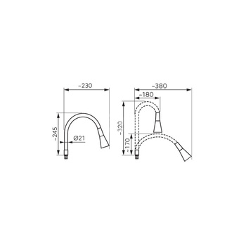 Wylewka do baterii zlewozmywakowej ELASTICO II, szara