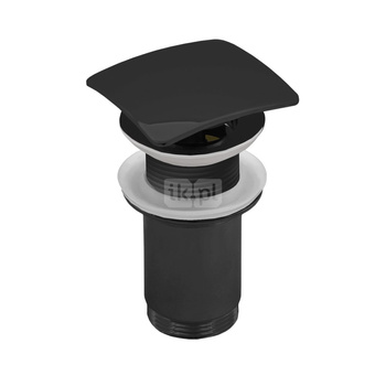 SPMWK03K Z-r spust.mos. G11/4 do umywalki bez przelew.z koszem wysoki przycisk kwadratowy wypukły czarny mat