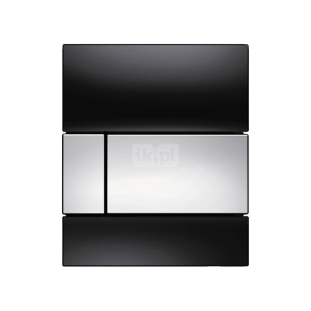 TECEsquare - przycisk spłukujący ze szkła do pisuaru, szkło czarne, przyciski chrom połysk