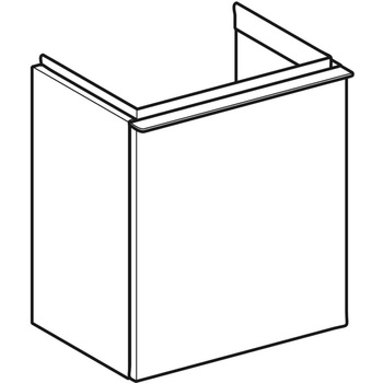 Szafka pod umywalkę kompaktową iCon, z jednymi drzwiami 37 cm x 41,5 cm x 27,9 cm, biały / lakierowany na wysoki połysk, chromowany z połyskiem