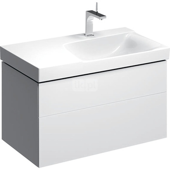 Szafka Xeno2 pod umywalkę 90 cm prawa, 2 szuflady, biały połysk