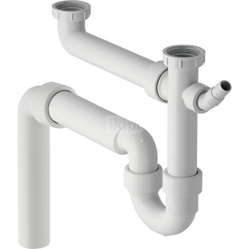 Zlewozmywakowy zestaw odpływowy, biały R 1 1/2"x50mm