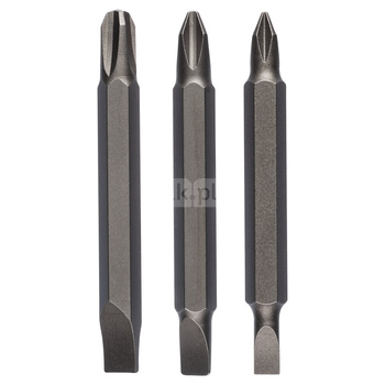 3-częściowy zestaw podwójnych końcówek wkręcających do śrub z rowkiem krzyżowym Phillips i do śrub rowkiem podłużnym (PH, S) S0,