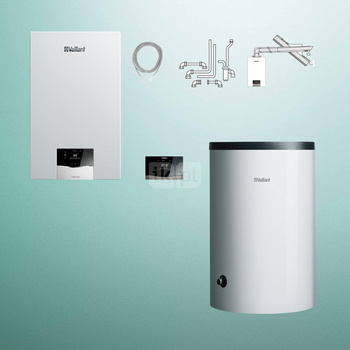 Pakiet - Kocioł gazowy jednofunkcyjny VAILLANT ecoTEC plus VC 25CS/1-5 kondensacyjny wiszący 2.8-26.4kW + Zestaw powietrzno-spalinowy + Regulator sensoCOMFORT 720f + Zasobnik c.w.u VIH R 200/6 B