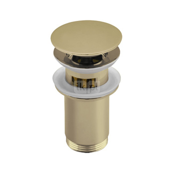 SPPMWK06OP Z-r spust.mos. G11/4 do umywalki z przelew.wysoki,z koszem przycisk duży okrągły płaski złoty