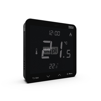 Przewodowy bateryjny natynkowy regulator pokojowy dwustanowy (panel przedni ze szkła) czarny, model T-3.1