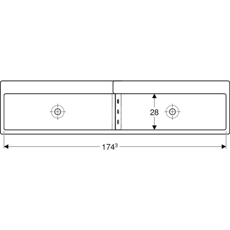 Umywalka dla dzieci Geberit Bambini, B180, do czterech baterii umywalkowych, niższa umywalka po lewej stronie