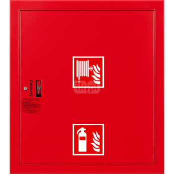 Hydrant DN25 wnękowy z miejscem na gaśnicę pod zwijadłem, wąż 20m, zamek patent, RAL 3000