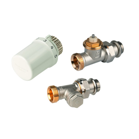 Zestaw do grzejników bocznozasilanych: głowica Thera-6 T3019 + Zawór termostatyczny, prosty, wkładka SX, G3/4" V2036DSX15 + zawór powrotny, prosty, 1/2", V2437D0015