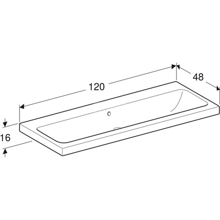 Umywalka iCon Light 120 cm, bez otworu, z przelewem,
